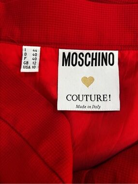 Vintage Moschino Couture Red Pencil Skirt Made in Italy Sz 10 Designer Old Money